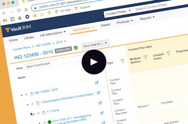 Vault RIM Submission Content Plans